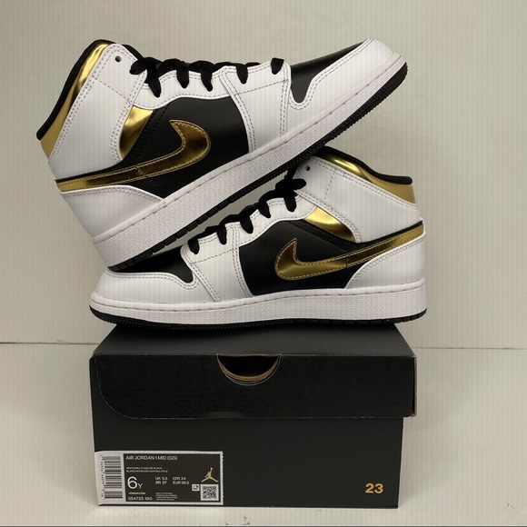 Nike Air Jordan 1 Retro Mid GS “White Gold” NEW - Picture 3 of 4